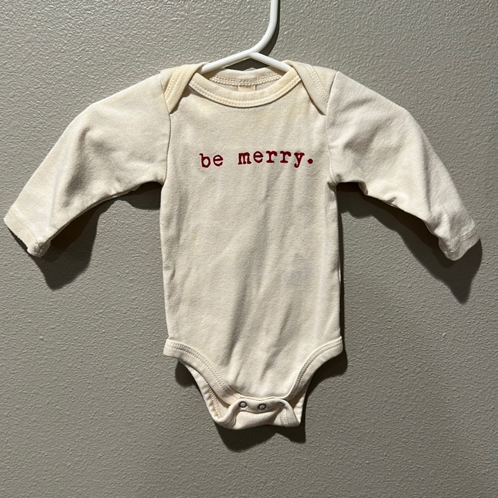 Tenth & Pine be merry. Long sleeve bodysuit size: 0-3 months